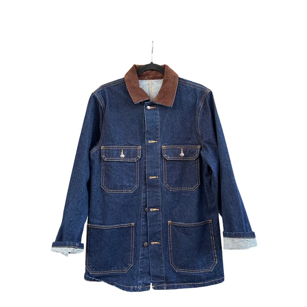 John Galt by Brandy Melville Denim Chore Denim Jacket in Blue & Brown Corduroy